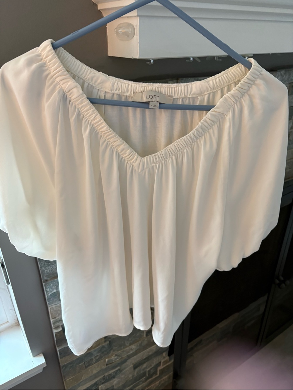 LOFT Cream Off-Shoulder Peasant Blouse
